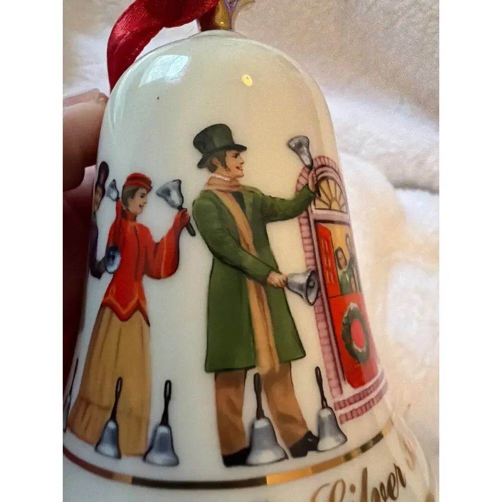Lenox 1994 Musical Silver Bells Bell Christmas Ornament Porcelain Gold Trim